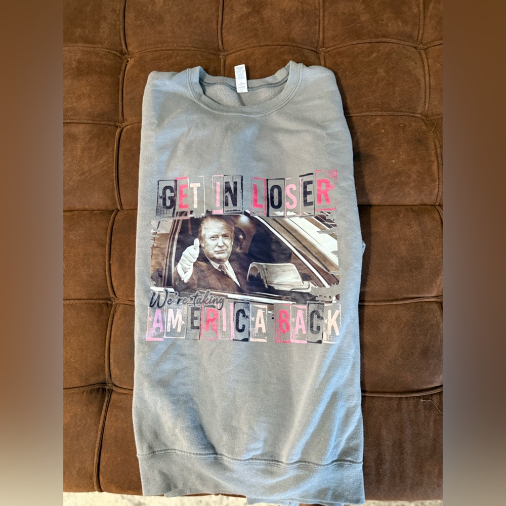 Gray Graphic Sweatshirt with Text and Image